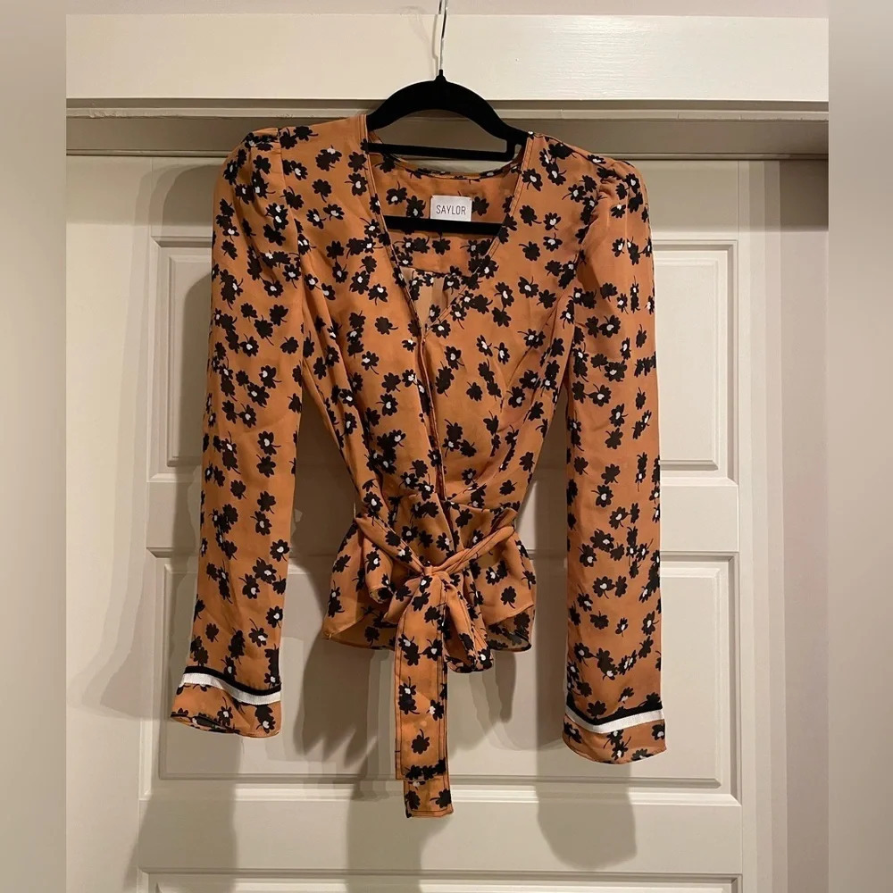 Saylor Tie Waist Peplum Floral Blouse